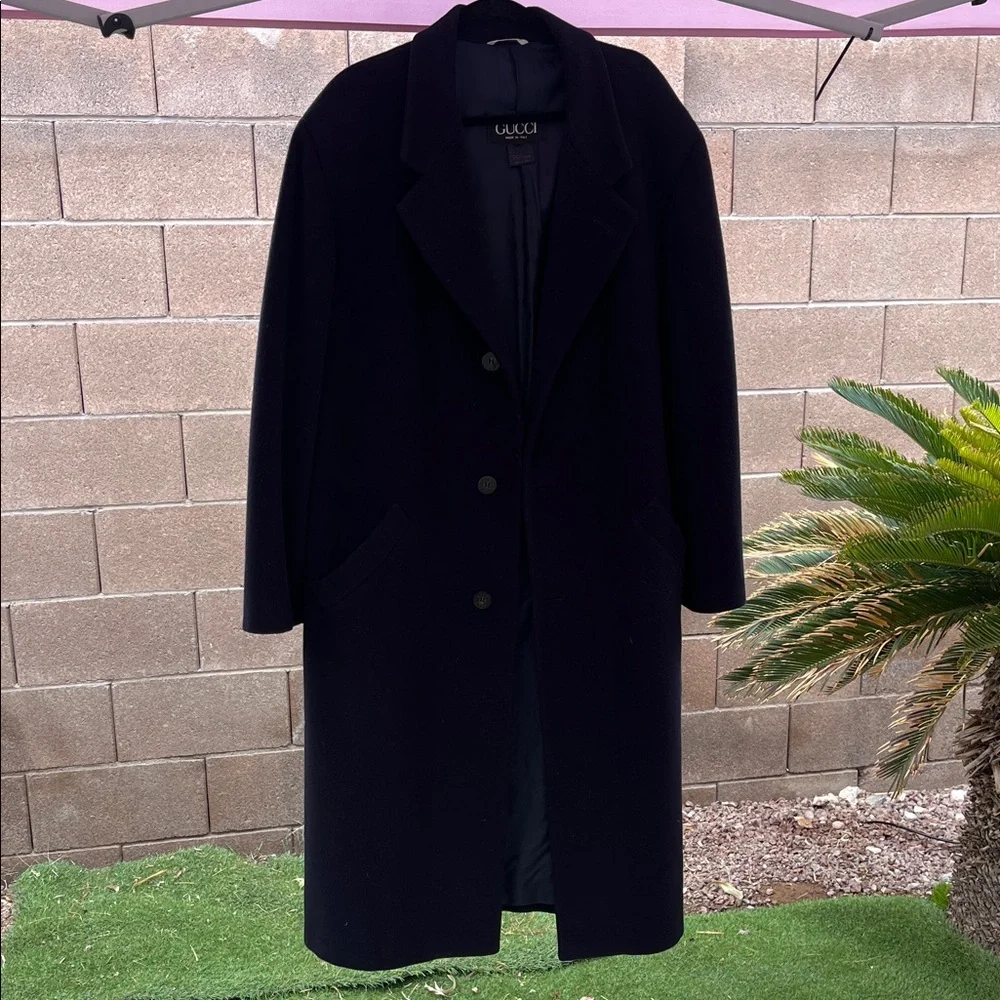 GUCCI Midnight Blue Wool Overcoat Trench